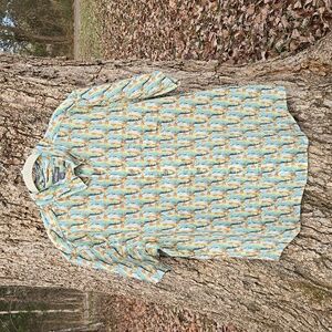 EDDIE BAUER Men's Short Sleeve 100% Cotton Fish Shirt. Size XL. Like New!